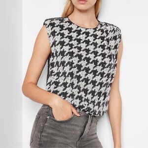 Express NWT Black and White Houndstooth sequin Women's Top